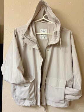 Abercrombie & Fitch Cream Hooded Utility Jacket